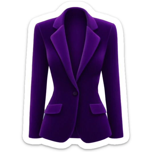Realistic isolated dark purple velvet feminine fashion blazer. sticker