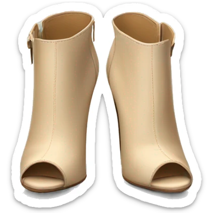 Realistic isolated top view of a pair of beige peep toe high heel ankle boots. sticker