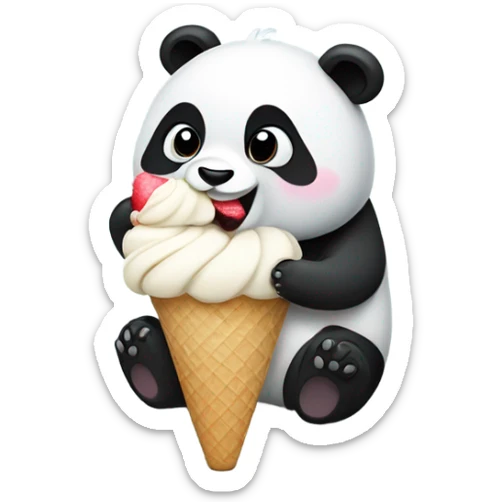Panda eating ice cream sticker