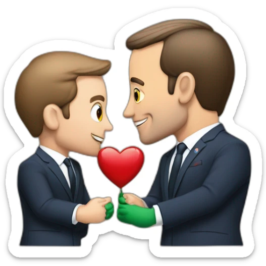 Macron qui fait un bisou au presid1n de la palestin sticker