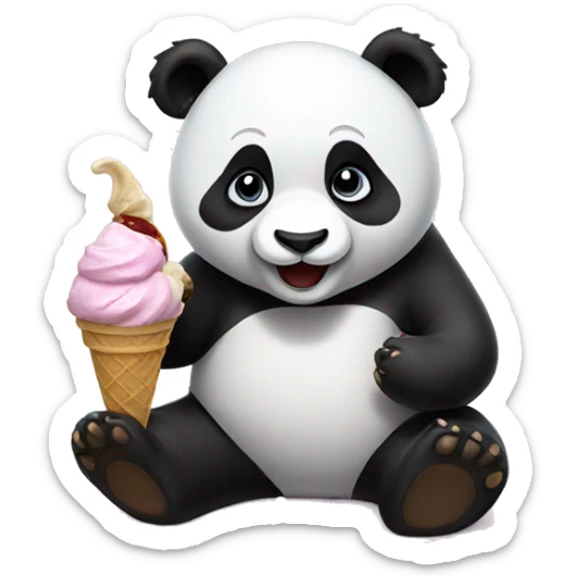 Panda eating ice cream sticker