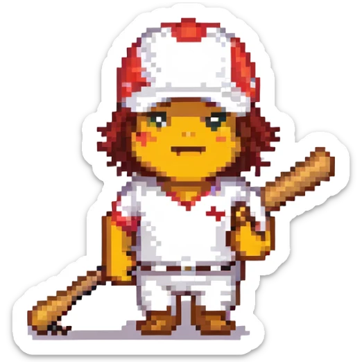 Tung Tung Tung Sagur emoji, a baseball bat with legs and arms and a face with a slight smile, holding a baseball bat sticker