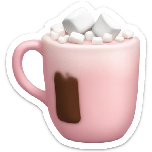 Light Pink mug of hot chocolate with marshmallows  sticker