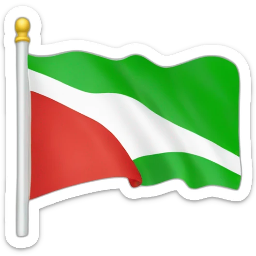 A three colored flag, the cor of top of the flag is green the middle color of the flag is white and then bottom color of the flag is red sticker