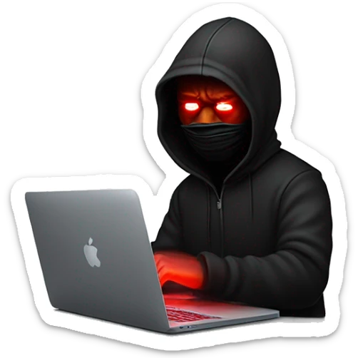 joe biden in a black hoodie with bright red glowing laser eyes typing on a macbook, joe biden, black hoodie, bright red glowing eyes, typing on macbook sticker