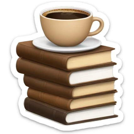 cute cup of coffee on top of a stack of brown beige books sticker