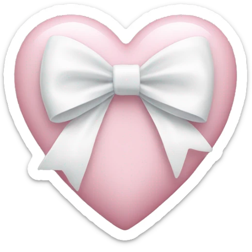 Pastel pink heart with white bow sticker