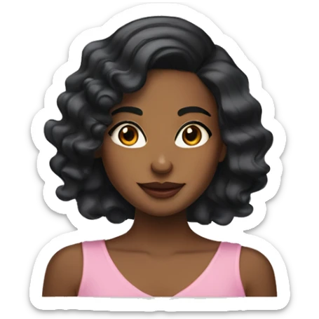 brownskin girl with side part body wave black hair and lash sticker