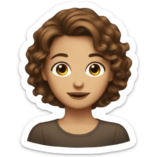 Brown wavy hair on a brown eyed girl sticker