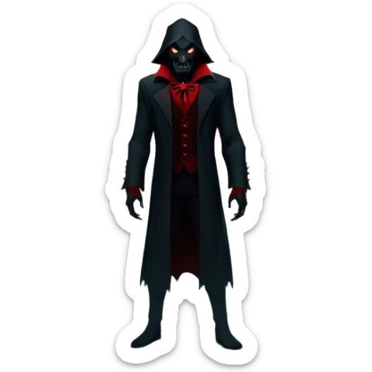 Icon for Horror Movies: A chilling collage with a monstrous werewolf or vampire, dark silhouettes, eerie graveyards, and creepy elements like spiders and tombstones. Ghostly fog surrounds, with a blood-red moon in the sky. The atmosphere is unsettling, eerie, and haunting. Transparent background. sticker