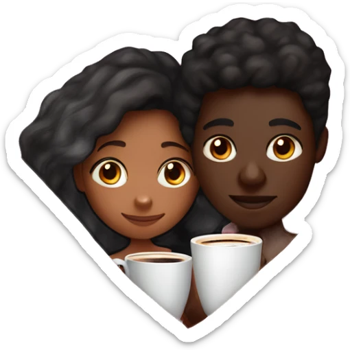Pretty Brown SKIN GIRL AND dark SKIN BOY inside a pink blanket sipping coffee sticker