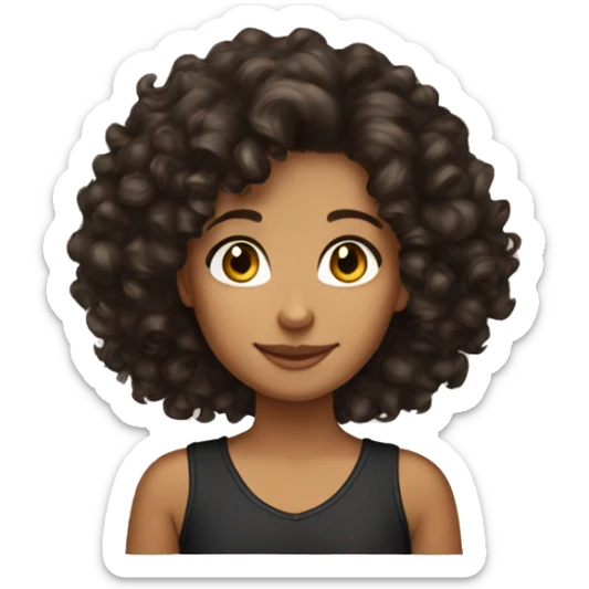 Brown curly hair tan skin girl with black curly hair tan skin mom sticker