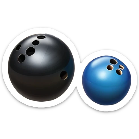 A bowling ball rolling down the lane towards a set of pins, with the pins poised to fall. The scene is set in a bowling alley with bright lights and a polished wooden floor, capturing the excitement and precision of the sport. sticker