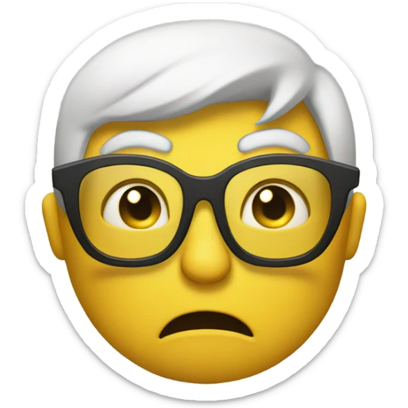 a yellow emoji with very very big glasses the emoji very angry and emoji looks to the right side sticker