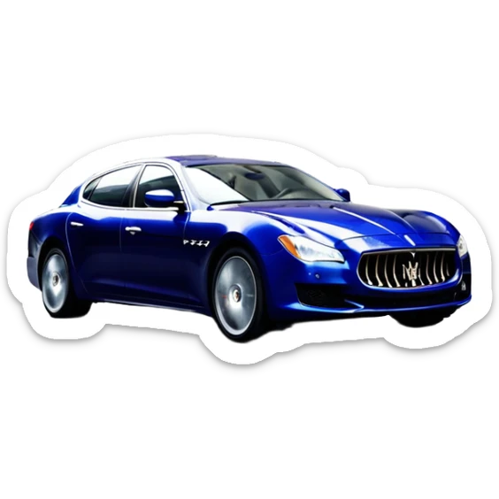 Maserati Quattroporte (2022) – cinematic-realistic Maserati Quattroporte emoji, its striking Italian design turning heads as it effortlessly maneuvers through the streets of Milan. The engine roars with Italian flair, echoing the car's racing heritage while enveloping the driver in an atmosphere of true luxury. sticker