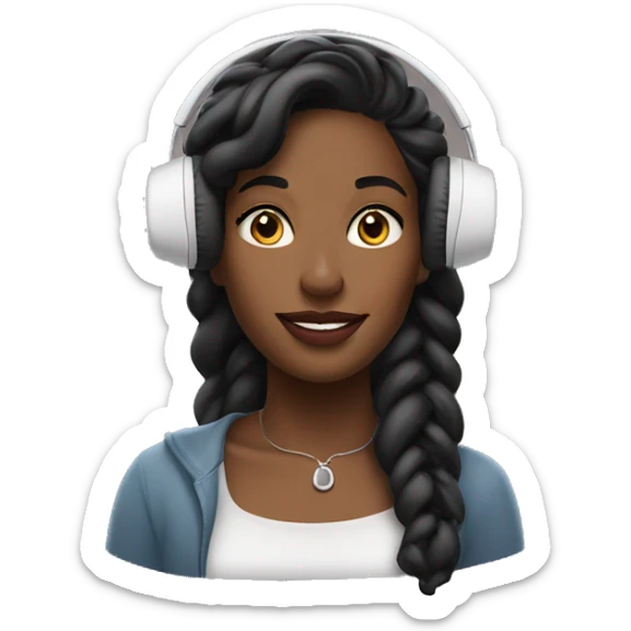 Pretty black woman long listening to AirPod max earphones  sticker