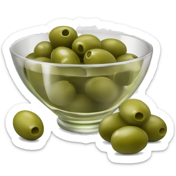  bowl of green olives and glass of white wine  sticker