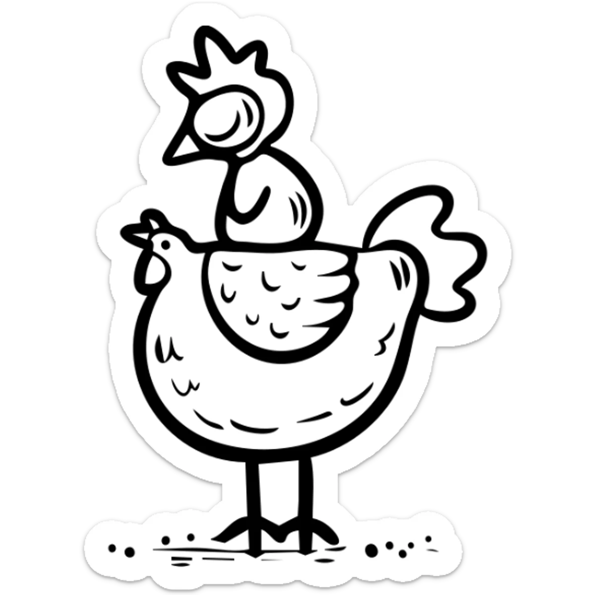 Minecraft chicken jockey - a small pixelated baby zombie riding on top of a white chicken, blocky style sticker