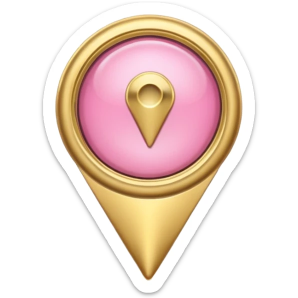 A pink location pin with elegant golden details and accents.  sticker