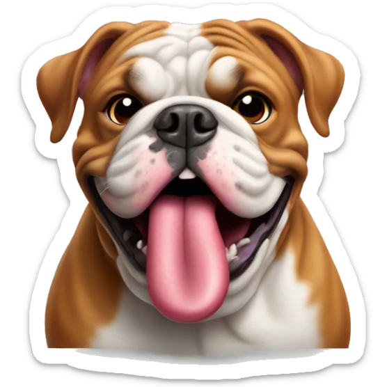 Red English bulldog fat tongue out  sticker
