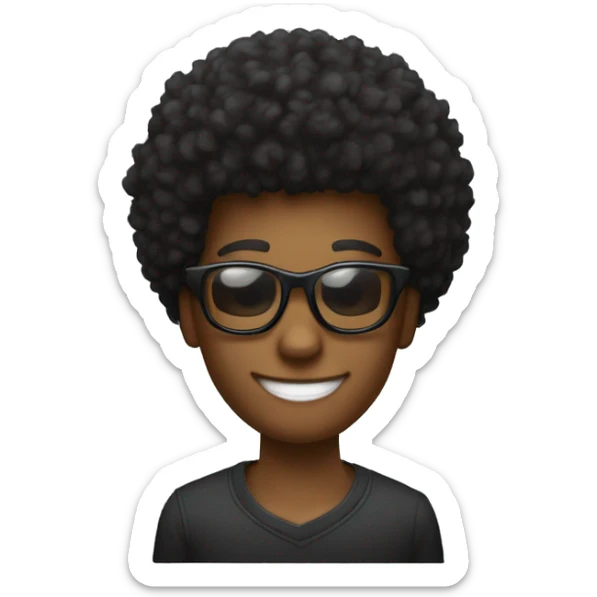 Garçon noir avec des cheveux afro, avec des lunettes de soleil et un sourire charmeur sticker