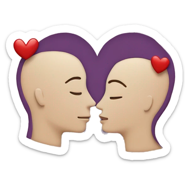 one man head and one woman head kiss with a heart in the middle  sticker