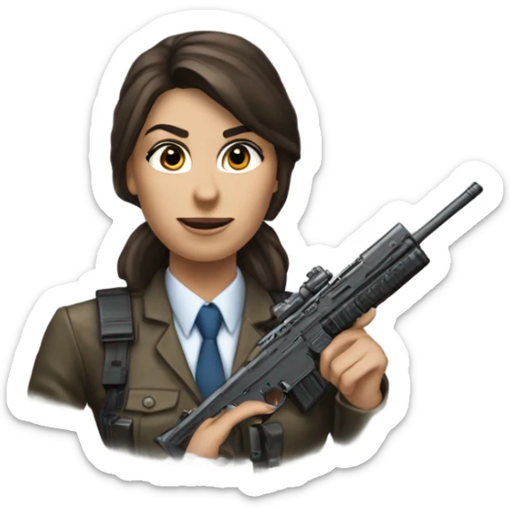 brunnette accountant with a diamond sniper that is fake it’s from call of duty sticker