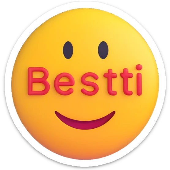 colorful 3D circular emoji with the word 'besti' in the center in a modern font sticker