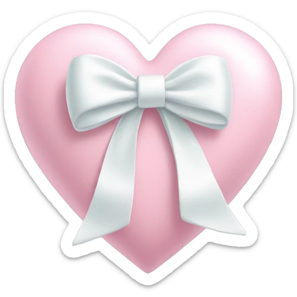 Pastel pink heart with white bow sticker