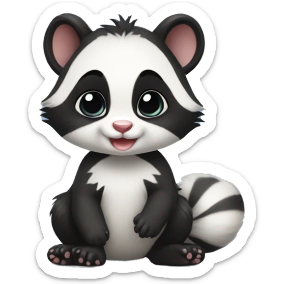 Cute baby skunk-panda-raccoon-ferret-cat-hybrid full body sticker