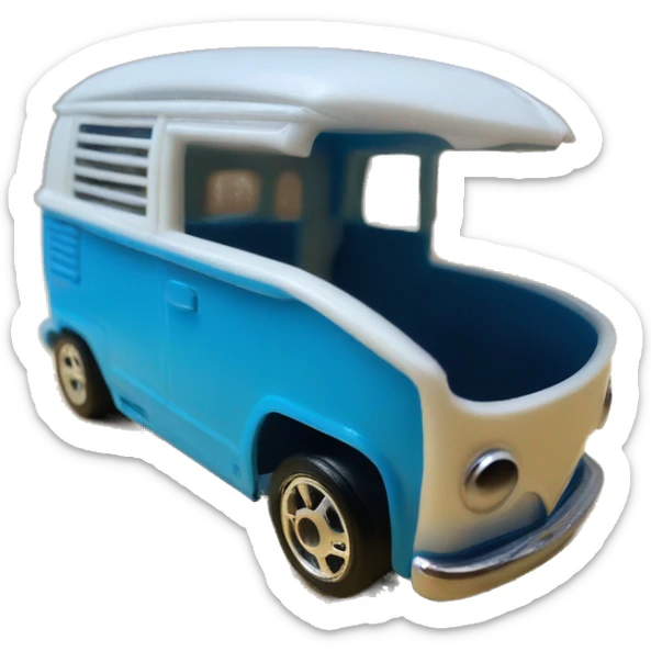 Side view Mattel hot wheels Volkswagen Kool Kombi tooned car.blue  sticker