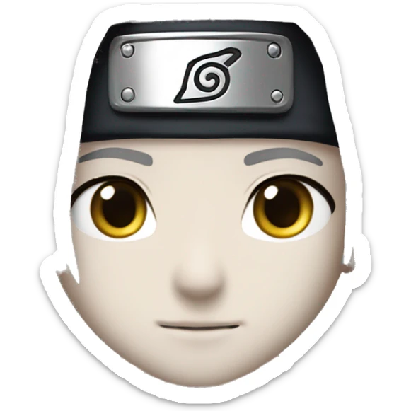 white skin, naruto hair with dark color, headband like naruto have sticker