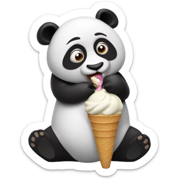 Panda eating ice cream sticker