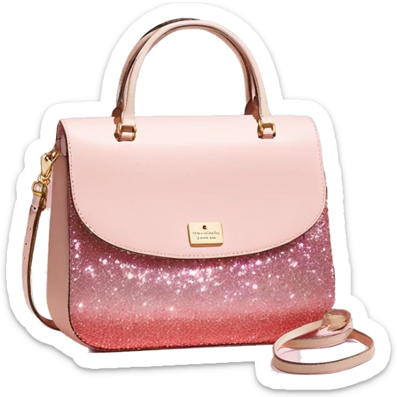 Realistic light pink to tan ombre glitter kate spade satchel purse. sticker