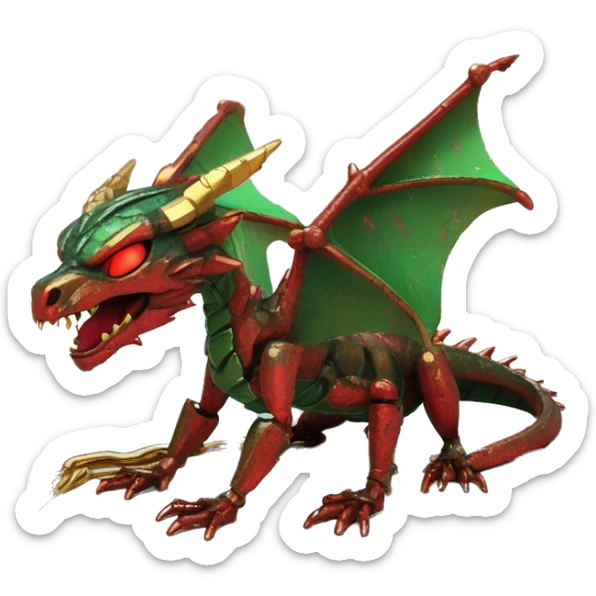 Dragon puppy scorpion Black red gold green rusty grunge effect scratched patina rat mouse scorpion tail stinger gangsta gangster hip hop gold chain mechanical cyborg pixel 3d render low poly sticker