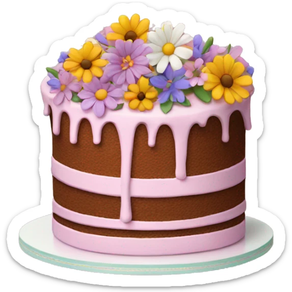 cake with flowers sticker
