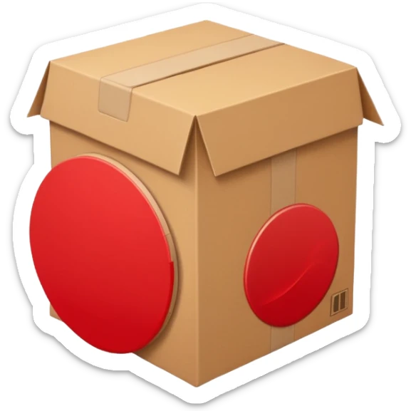 simbolo de prohibido y que esté tachando una caja de cartón de un paquete enviado sticker