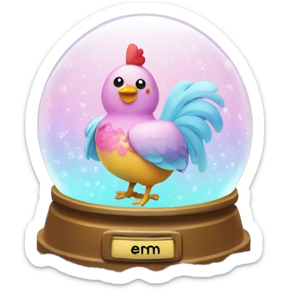 Kawaii rainbow pastel bedazzled chicken with big butt in an under the sea snow globe  sticker