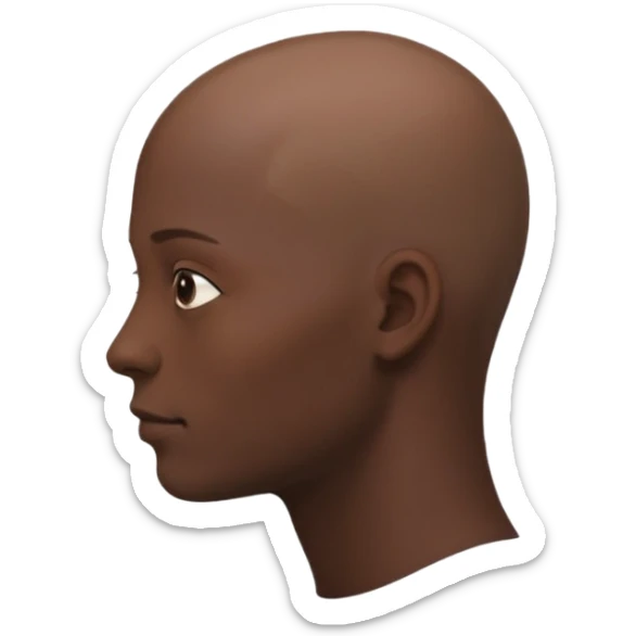 the profiile of a face with no hair, looking completely to the rifht sticker