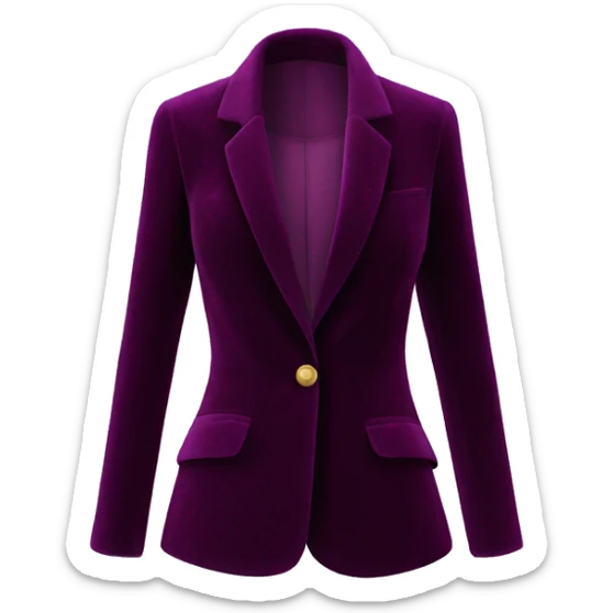 Realistic isolated open dark purple wine color velvet feminine fashion blazer jacket.  sticker
