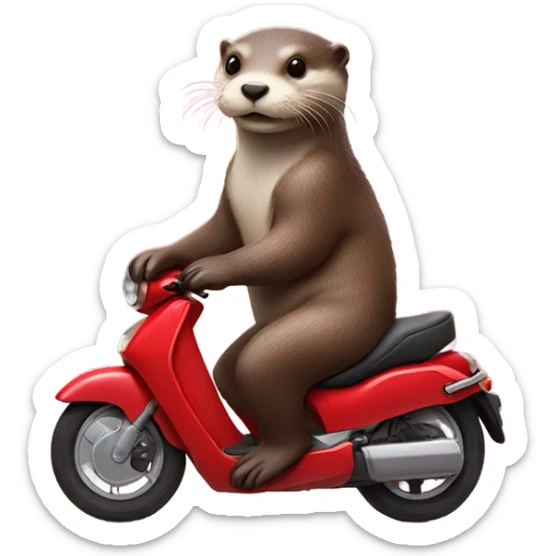 Otter laying on the seat of a red motorbike  sticker