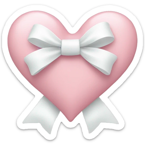 Pastel pink heart with white bow sticker