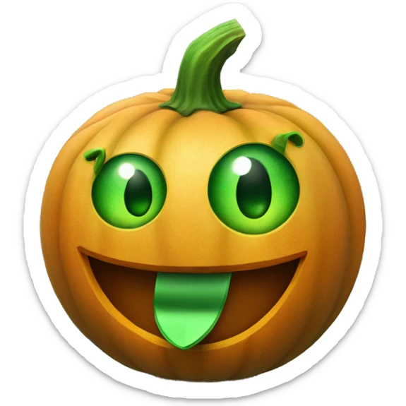 Halloween pumpkin with green dollar eyes and a money tongue sticker