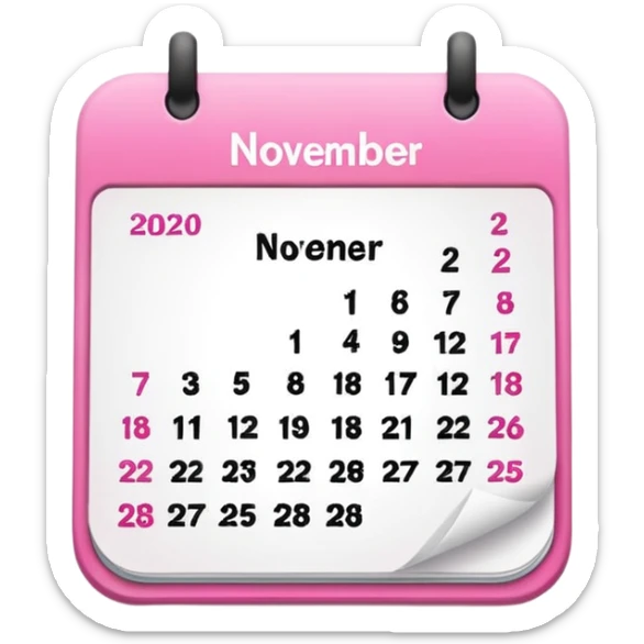 pink calendar of days in november 2025 in poppins text form sticker