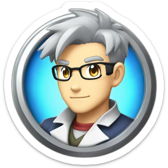 pokemon professor oak anime global trade station badge pokeball sticker