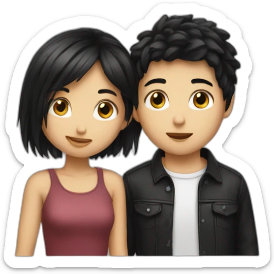 Boy blonde hair kissing girl black hair sticker