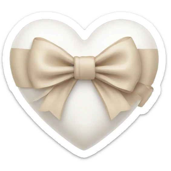 white heart with beige bow sticker