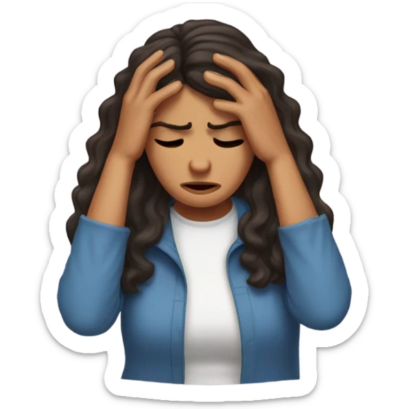 Puerto Rican woman with wavy shoulder length hair and painful Migraine headache  sticker