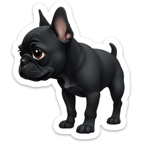Solid black Frenchie pup  sticker