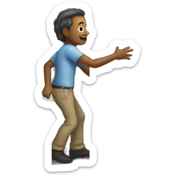 "An emoji of a person opening a house door, with one hand on the doorknob and the door partially ajar sticker